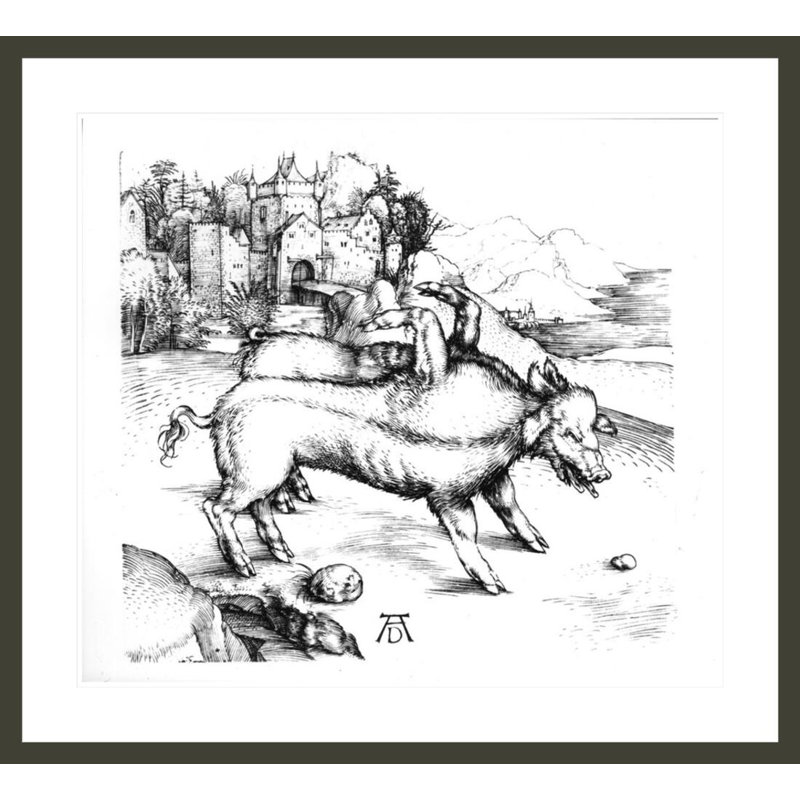 «Monstrous Pig» par Albrecht Dürer, impression giclée sur cadre, H 33,5 po x l 36,81 po