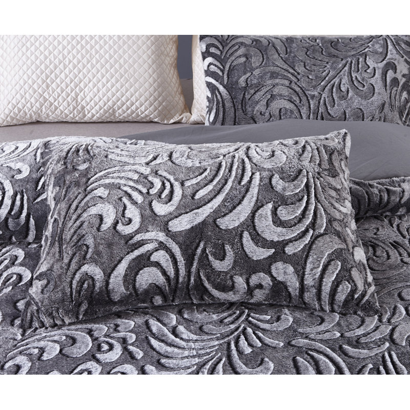 Solid Colour Duvet Cover Set with Pillowcases, Kingsize, Grey
