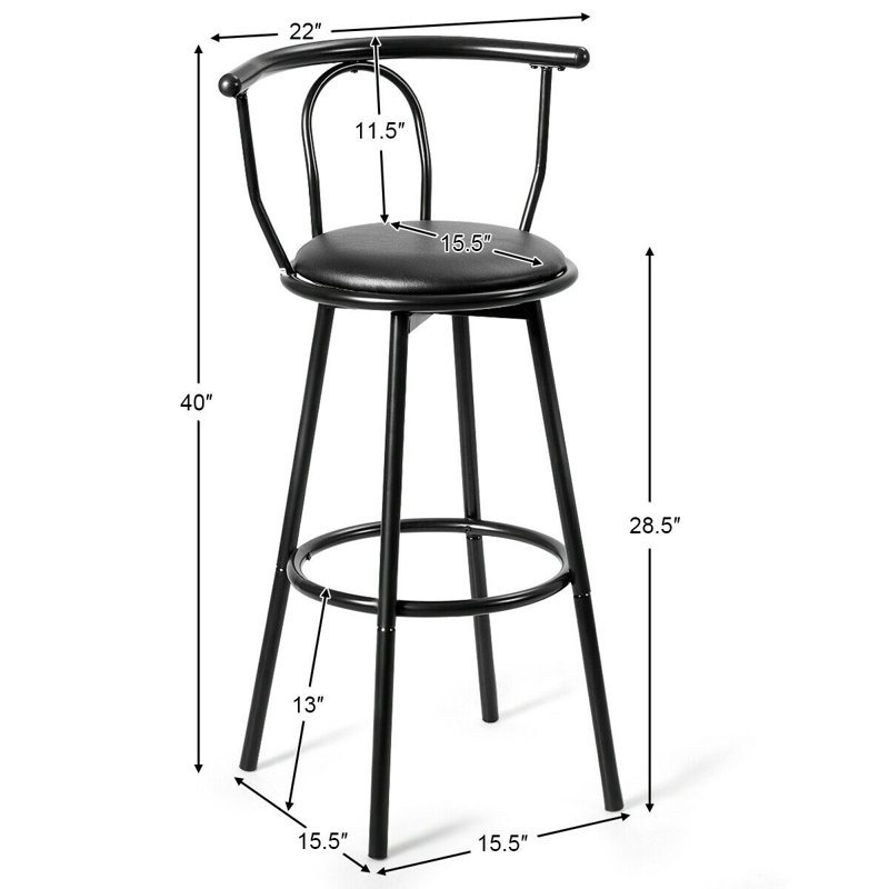 Tabouret de bar rotatif 28,5 po à cadre en métal Jacobs