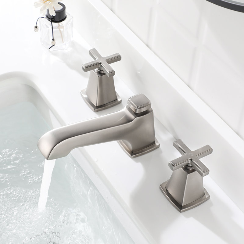 Widespread 2-handle Bathroom Faucet With Drain Assembly, Brushed Nickel