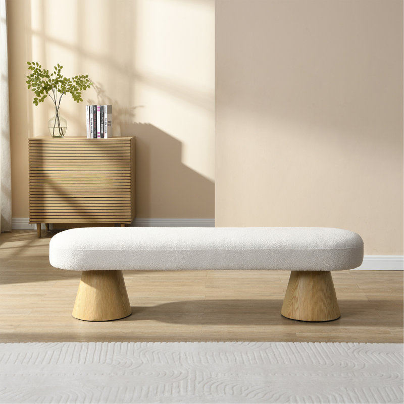 Banc de salle à manger moderne Tommy, H 18 po x l 64 po x P 16,75 po, Beige, Naturel