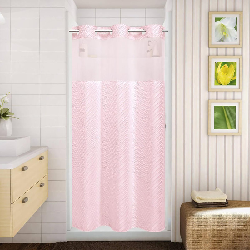 Ensemble de rideau de douche Stall no Hook, H 74 po x l 36 po, Rose