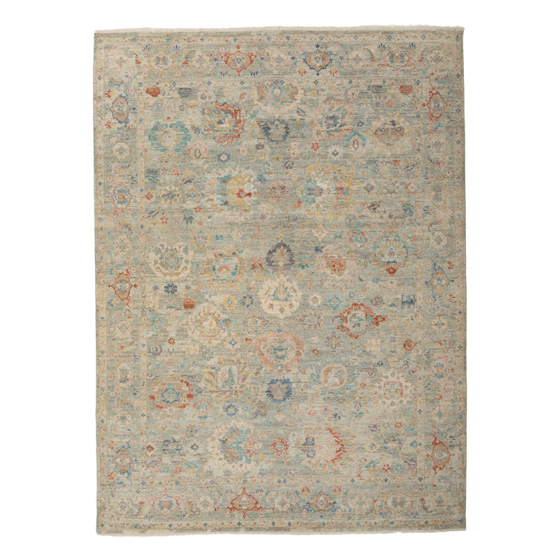 Light Blue Anqtiue Revival Wool Rug