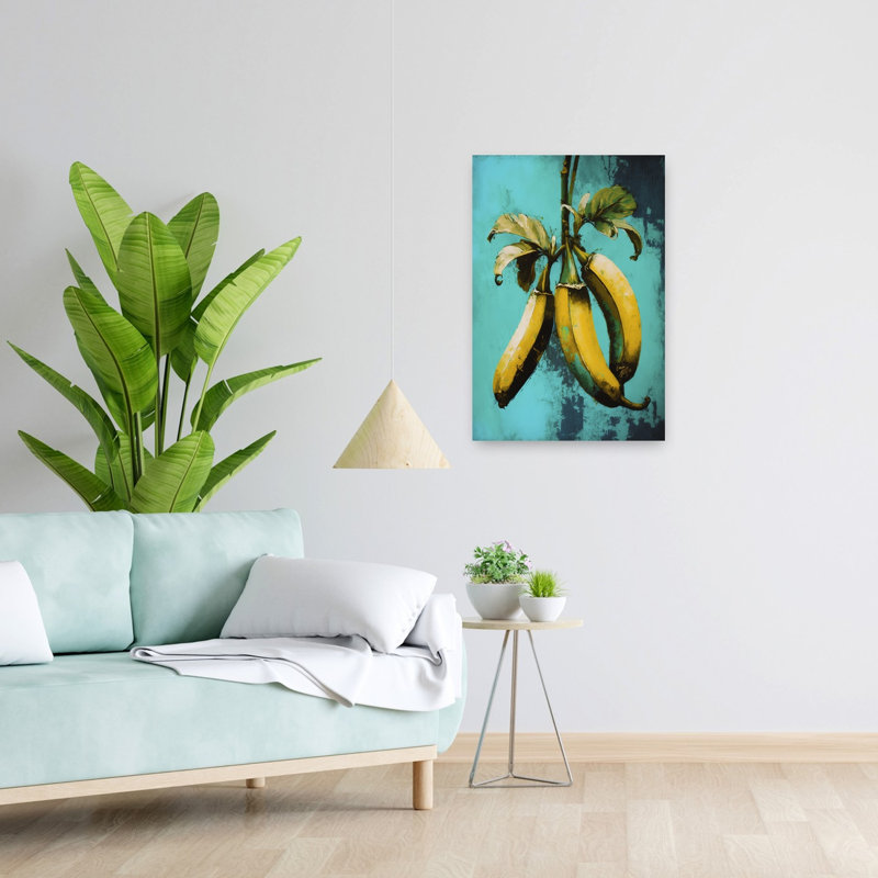 Affiche murale abstraite moderne et vintage représentant un paysage naturel de Banana Blues, H 24 po x l 16 po