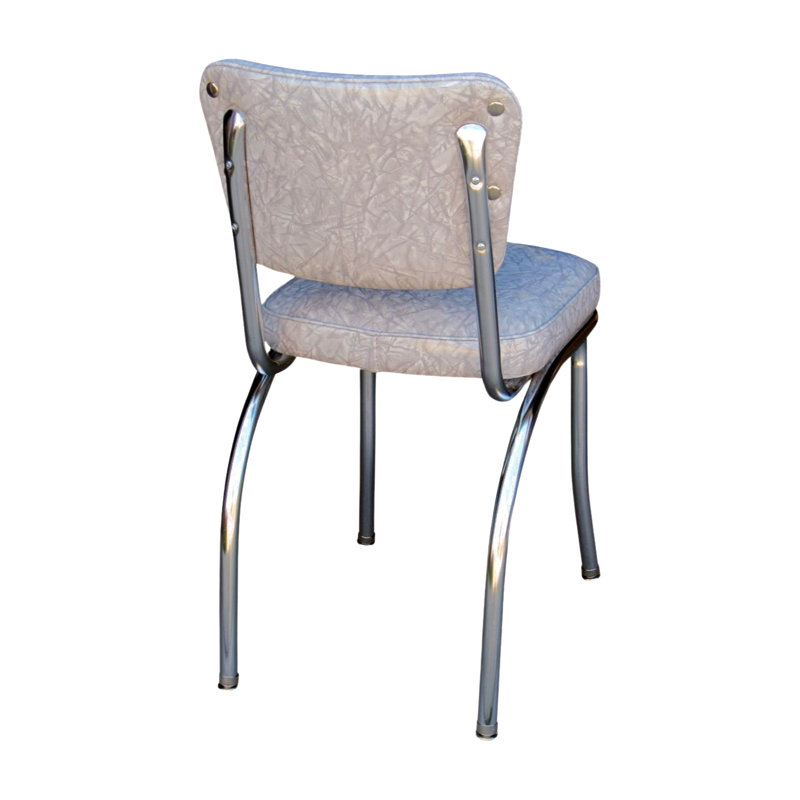 Chaise de salle à manger rembourrée rétro, Gris glace craquelée