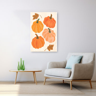 «Painted Autumn Pumpkins», impression d'art abstrait paysage rustique organique