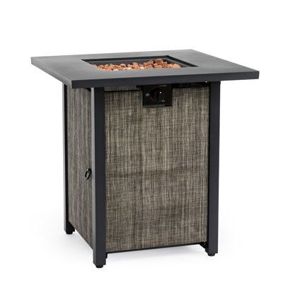 28 - Inch Square Fire Pit Table With 50000 Output, Steel And Frame, Weather , For Outdoor Garden Gathering Propane Gas Lid, Rocks, Rain Cover, Approved, Ideal Gatherings