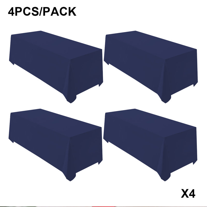 4 pièces / paquet de nappes rectangulaires en polyester de 90 x 156 po, disponibles en plusieurs couleurs, pour la décoration de cuisine, les réunions, les expositions et les décorations de mariage. Convient à une table rectangulaire de 8 t. Nappes i
