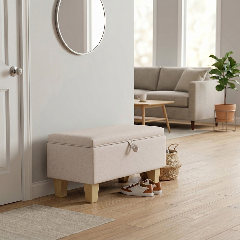 Amelie 71Cm Wide Rectangle Storage Ottoman, Cream