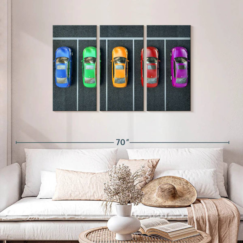 Mehar Colourful Parked Cars, 14" H x 23" W