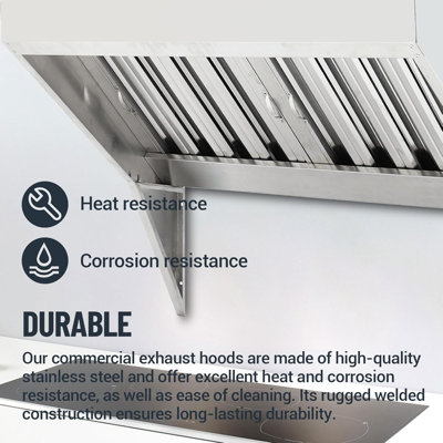 Filtre de hotte de cuisine commercial en acier inoxydable - 4 pi sans électricité, filtre à graisse chicane, hottes d'évacuation de restaurant