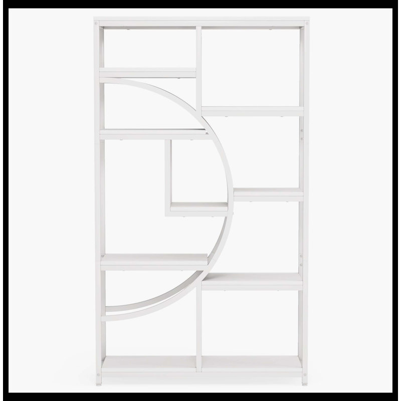 Étagère autoportante avec étagère de 68,9 po et 9 tablettes ouvertes, Blanc / blanc