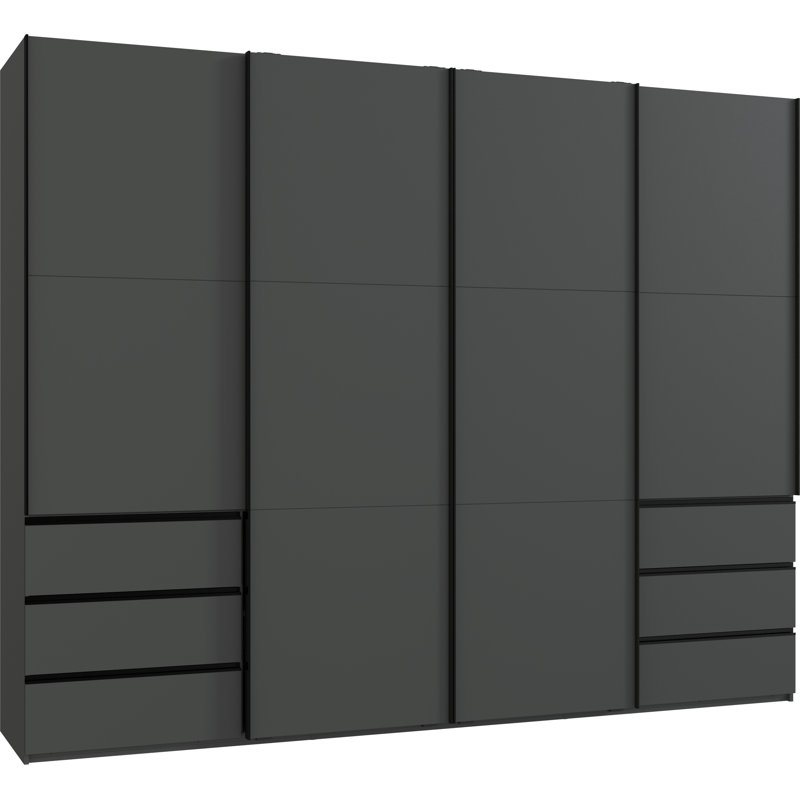 Guardino 4 Door Wardrobe, 236cm H x 300cm W x 65cm D, Graphite