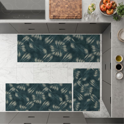 Tropical Leaves Non-Slip Washable Kitchen Mats