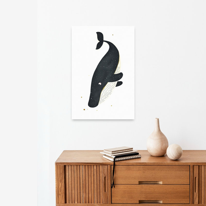 Celestial Whale Friend Playful Whimsical Contemporary Whale Ocean Wall Art Print 1 Piece Wrapped Canvas Wall Art