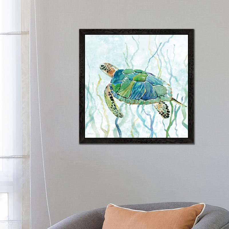 Sea Turtle Swim II by Carol Robinson - Print on Canvas, 66.04 cm H x 66.04 cm W, Black Framed