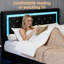 Upholstered Bed Frame With Diamond Tufted Headboard And RGB LED Lights, No Box Spring Required-1775471138-1775471139