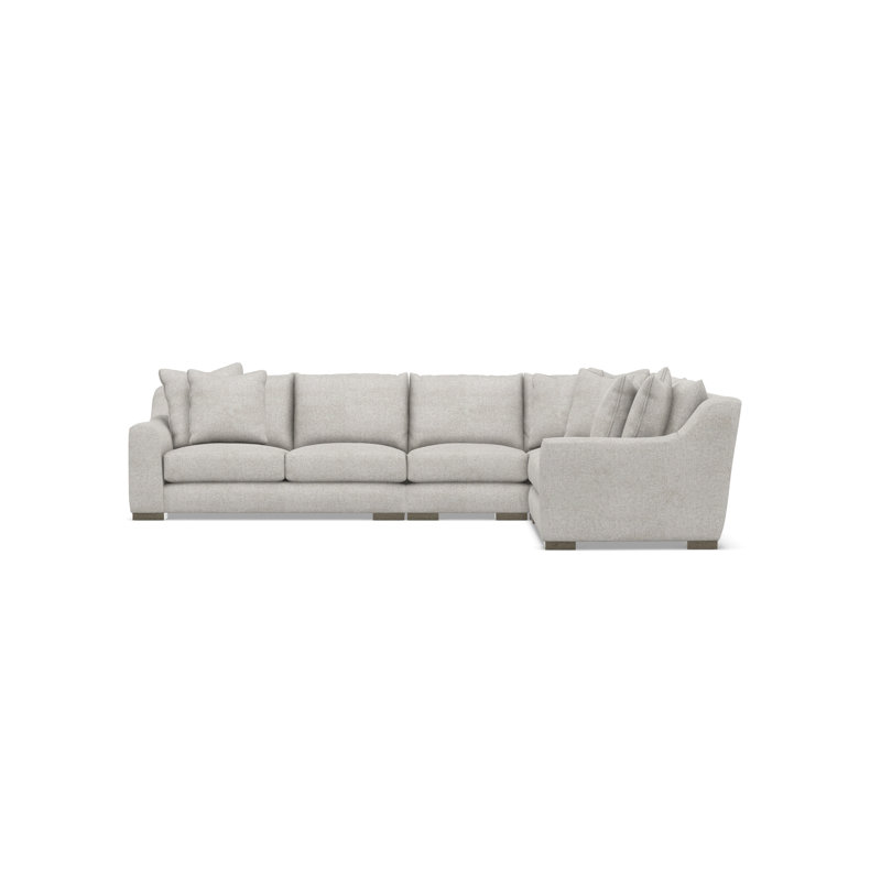 Gabi 5-Piece Fabric Sectional, Light Gray Polyester, 35" H x  140" W x 110" D, Right Hand Facing