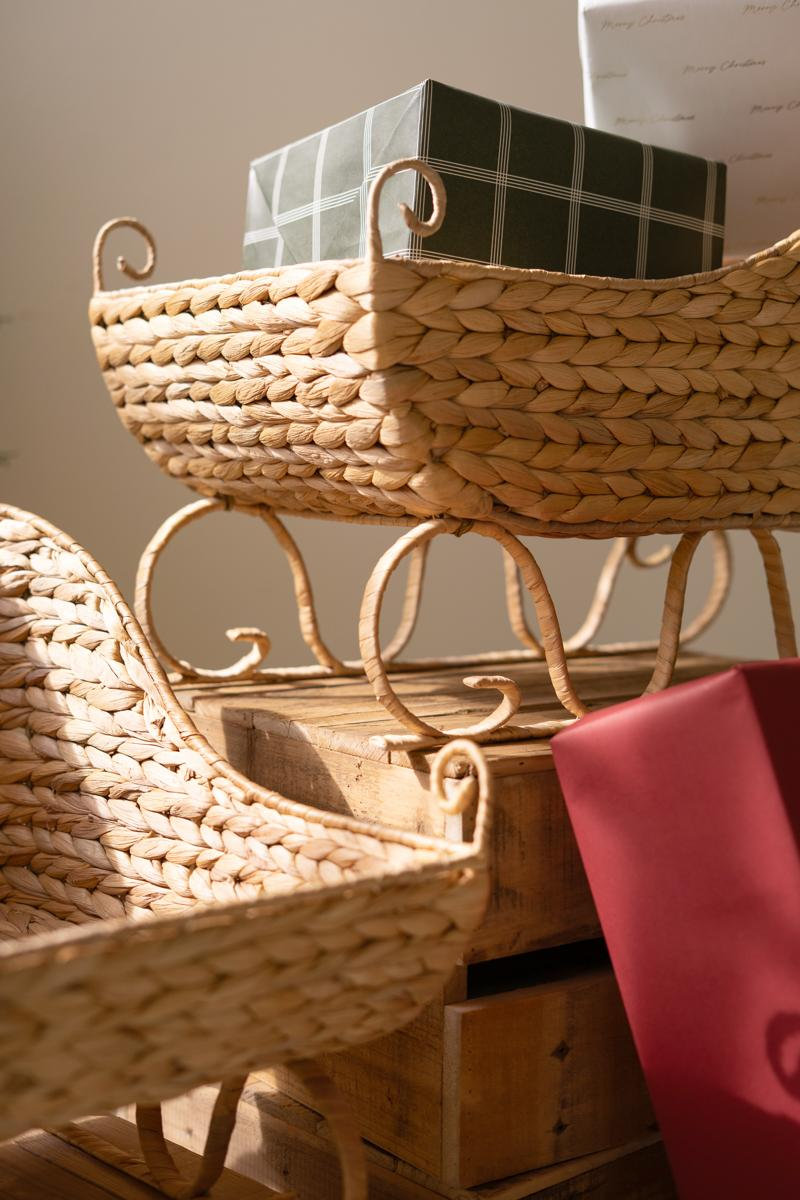 2-Piece Rustic Gift Basket Sleigh Set