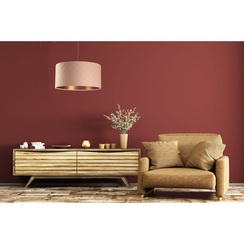 Amiens 1 - Light Copper Drum Pendant, 107cm H x 50cm W x 50cm D