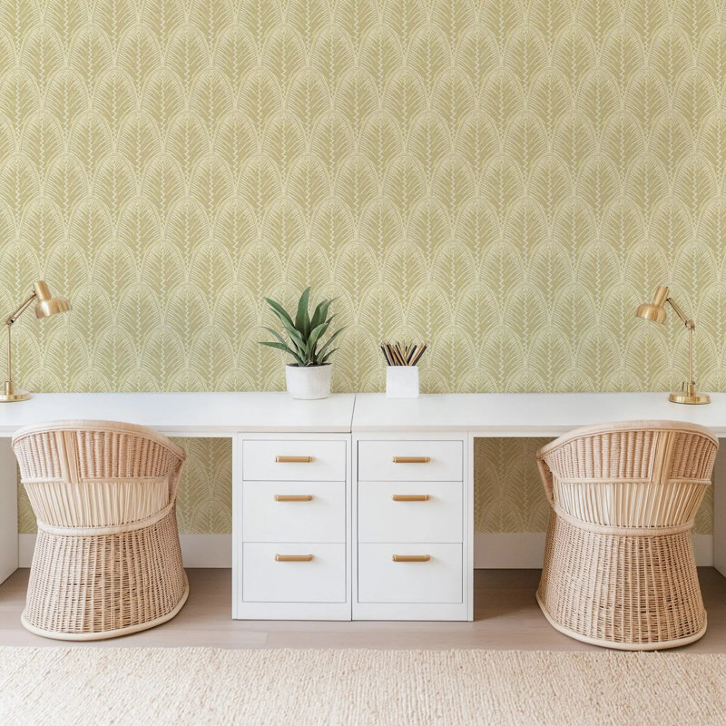 Fountain Fan - Papier peint, Papier de qualité supérieure, Jaune brumeux