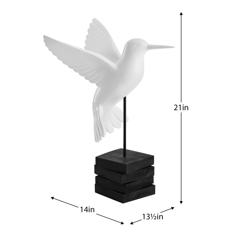 Statue colibri blanc de 21 po Dannisha