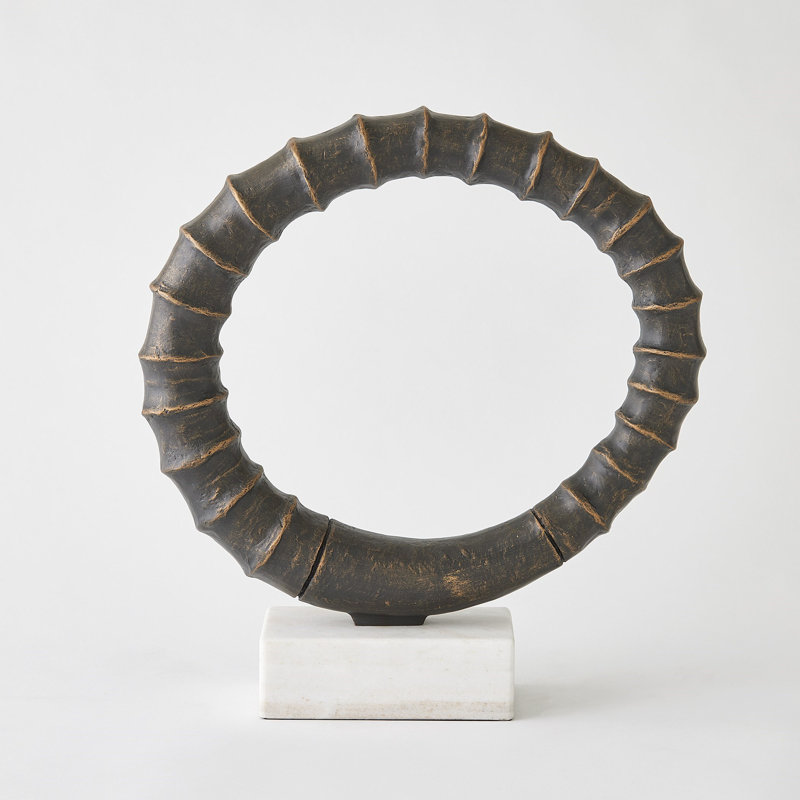 Infinity Horn Sculpture-Bronze, White/Brown/Black