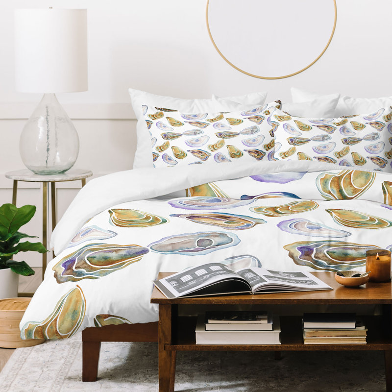 Ensemble de housse de couette Jessica Larson Watercolor Oysters, Housse de couette simple + 1 taie décorative