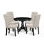 L'ensemble 5 pièces de table et chaises de cuisine comprend une table de salle à manger ronde avec piédestal et 4 chaises rembourrées en tissu de lin, noir brossé-853530678-853530676-853530677