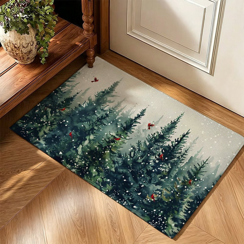 Tapis vert 47 x 31 po style forêt de pins