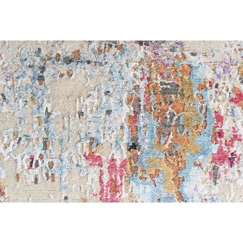 Hand Knotted Area Rug in Silver And Lilac