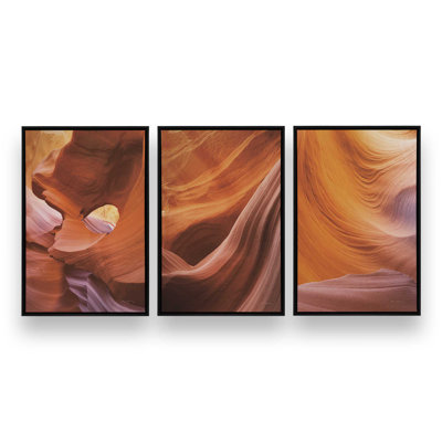 Sculpted by Time, ensemble de 3 impressions sur toile dans un cadre
