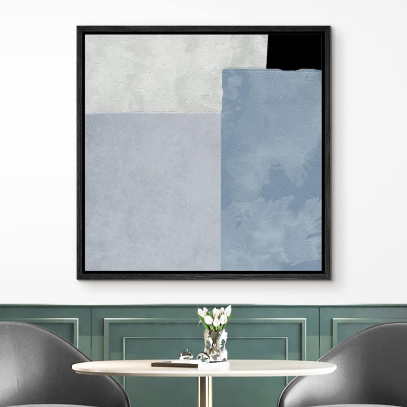 Bleu bébé encadré sur toile, Toile noire, H 24 po x l 24 po