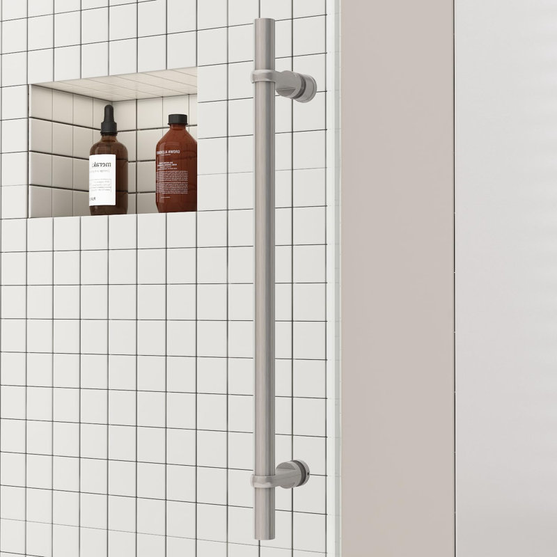 60" W X 60" H Double Sliding Frameless Shower Door, Brushed Nickel