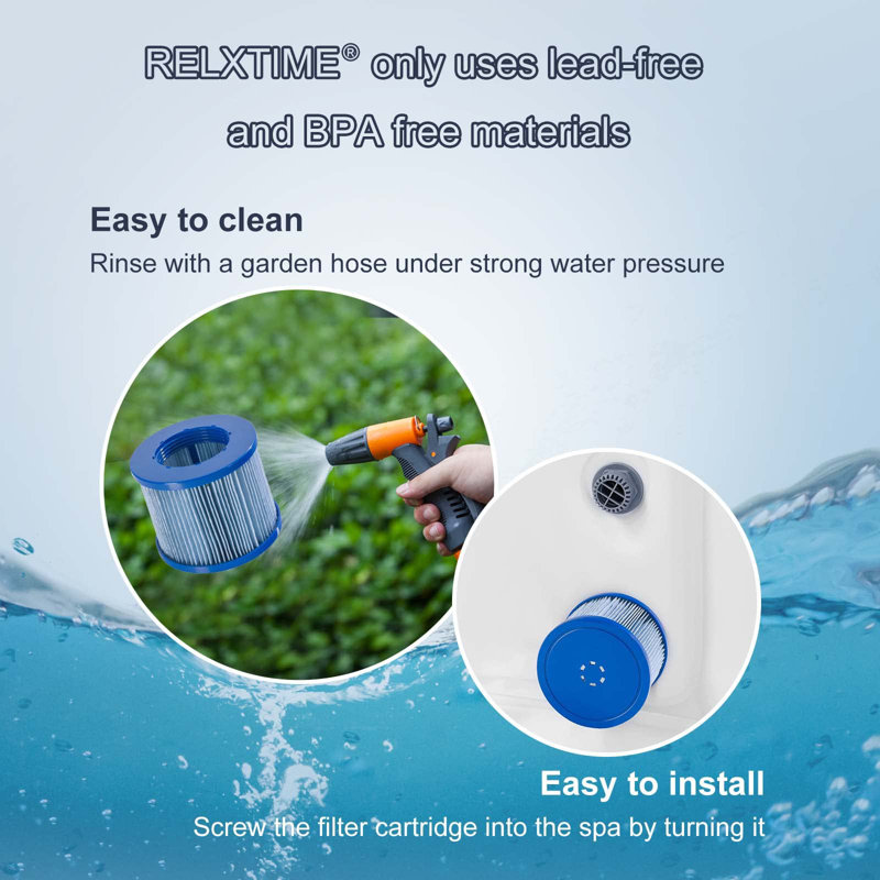 Paquet de 18 cartouches filtrantes bleues pour spa, filtres de remplacement pour piscine, spa gonflable à filtration