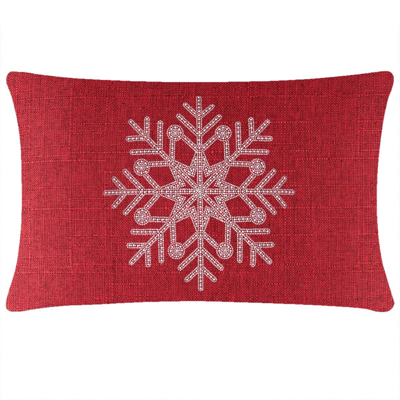 Snowflake Rhinestone Pillow, Red, Rectangular 14"H x 20"W
