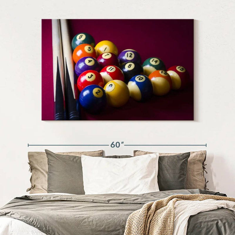 " Red Pool Table ", 34" H x 51" W x 1.25" D