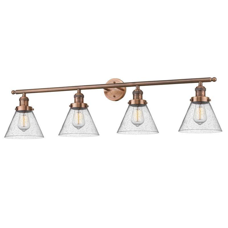 Éclairage de salle de bain à intensité variable 4 lumières Cone, Antique Copper, Seedy