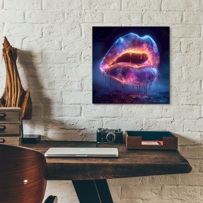 Epic Art 'Glowy Lips 2' by Ann Klee Acrylic Glass Wall Art, 12" x 12"
