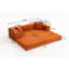 Canapé-lit modulaire double en mousse compressée avec plusieurs options de disposition, comprenant 2 coussins, tissu velours côtelé doux, polyvalent pour le salon, la chambre à coucher, un appartement et plus encore. Dimensions: 76,38 po x 35,04 po, orange