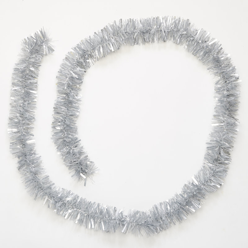 9ft Luxury Tinsel Christmas Garland, Silver