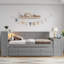 Lit de jour gris avec rangement multifonctionnel, gigogne et station de charge-916710186