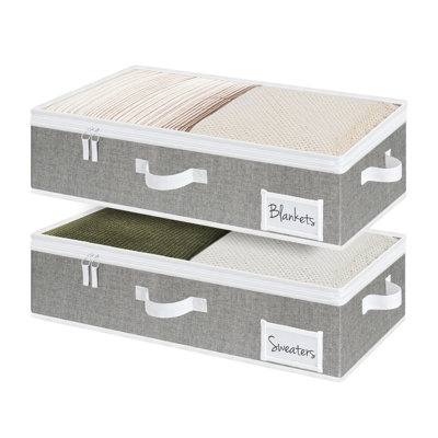 Under Bed Storage Containers with Handles and Label Holder