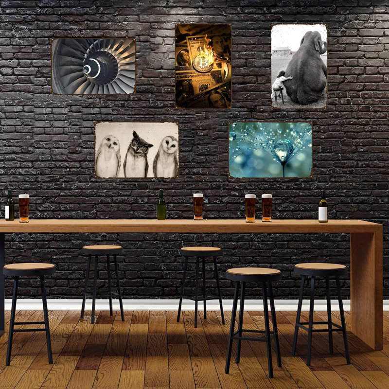 Affiche, décoration murale trois hiboux, H 8 po x l 12 po x P 0,1 po