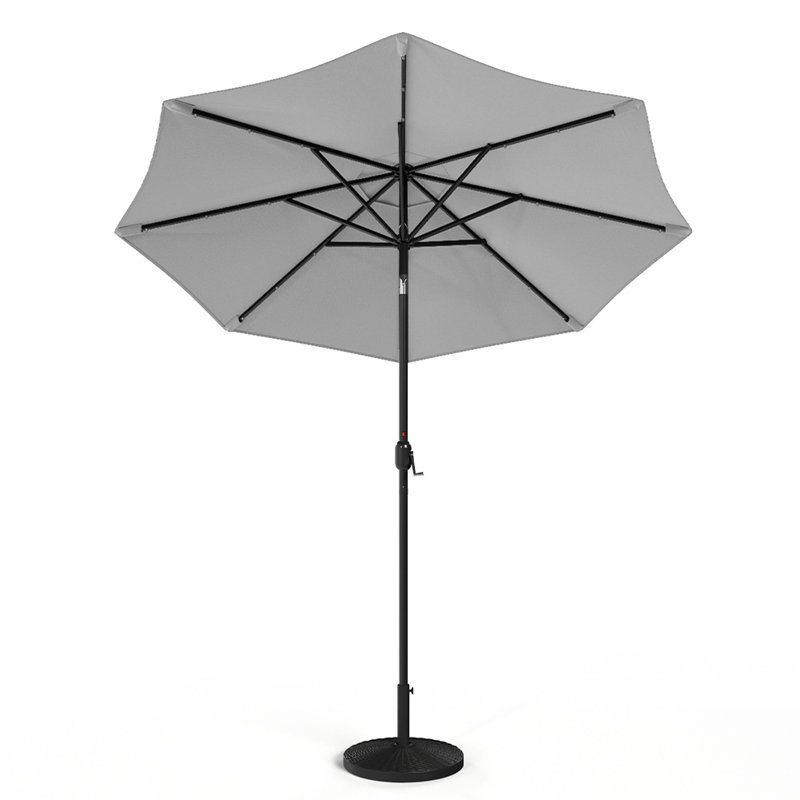 Maust 3m Traditional Parasol with LED Light, Light Grey
