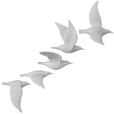 5 Piece Bone China Flying Birds Wall Décor Set