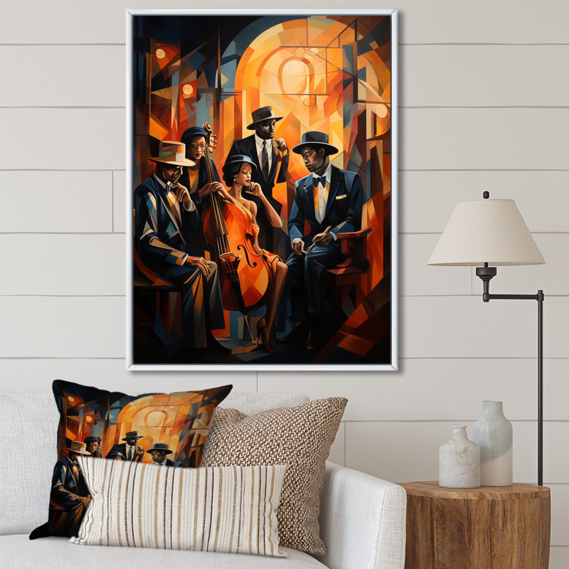 Reproduction d'art sur toile Hundson Jazz Harlem Renaissance V - African American, H 44 po x l 34 po, Blanc