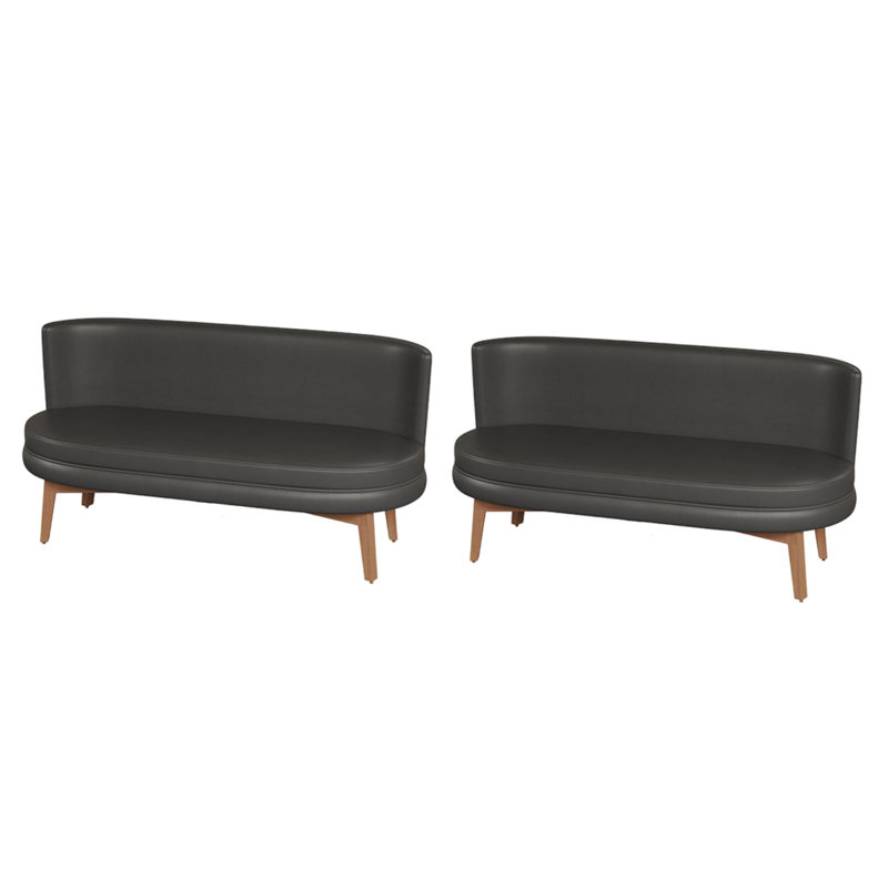 Banc rembourré en similicuir Casual, Gris foncé