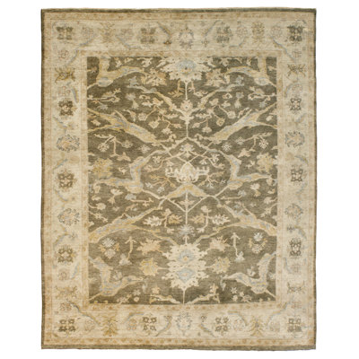 Wool Ikat Area Rug in Brown