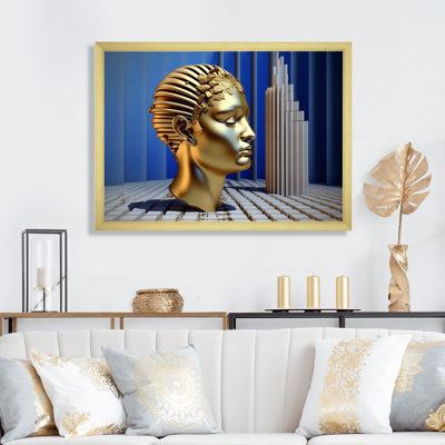 " Golden Consciousness Sci-Fi Sculpture Of Man "